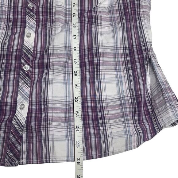 Sonoma Purple Plaid Lightweight Button Front Top - Picture 5 of 5